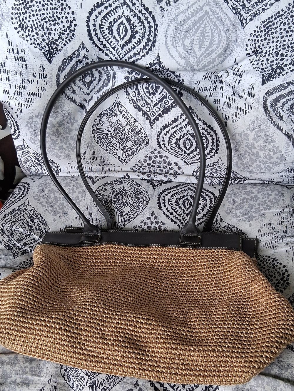 Vintage The Sak Tan Woven Tote with Brown Handles